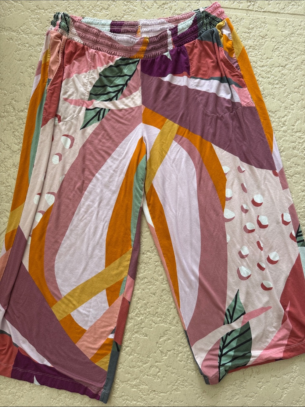 Soma Pink Multi Wide-Leg Printed Crop Pants
